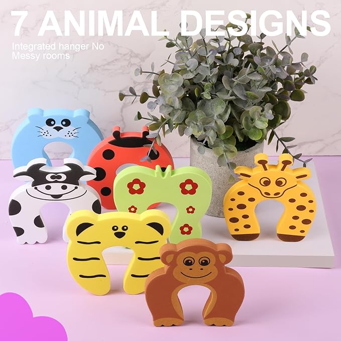 HNYYZL Door Stoppers,7Pcs Baby Proofing Corner Protector Baby Cartoon Animal Door Stop Soft Foam Cushion Baby Finger Protector,Prevent Child or Pet from Getting Locked in Room