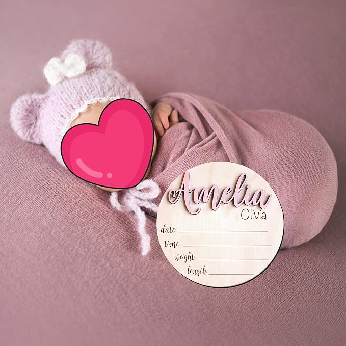 NAZENTI Personalized Baby Name Announcement Wooden Signs, Custom Birth Announcement And Footprint Sign For Hospital, Baby's Arrival Gift For Decor, Welcome Sign, Gifts For Baby Girl Or Boy Shower