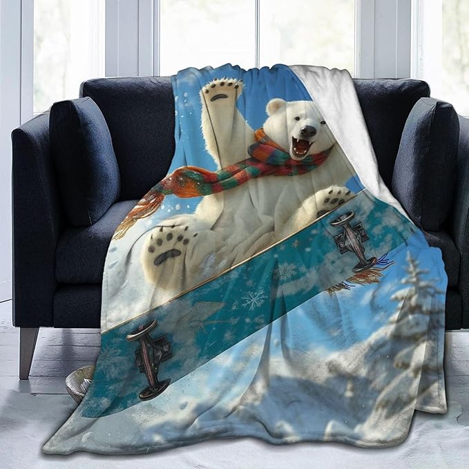Polar Bear Blanket Funny Polar Bear Throw Blanket Soft Cozy Fleece Fuzzy Plush Warm Stuff Bedding Nursery Toddler Baby Blankets Gifts for Boys Girls Kids Adult Men Women 50"X60"