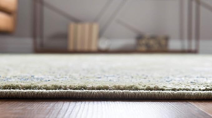 Rugs.com Charleston Collection Rug – 4' x 6' Green Low-Pile Rug Perfect for Living Rooms, Large Dining Rooms, Open Floorplans