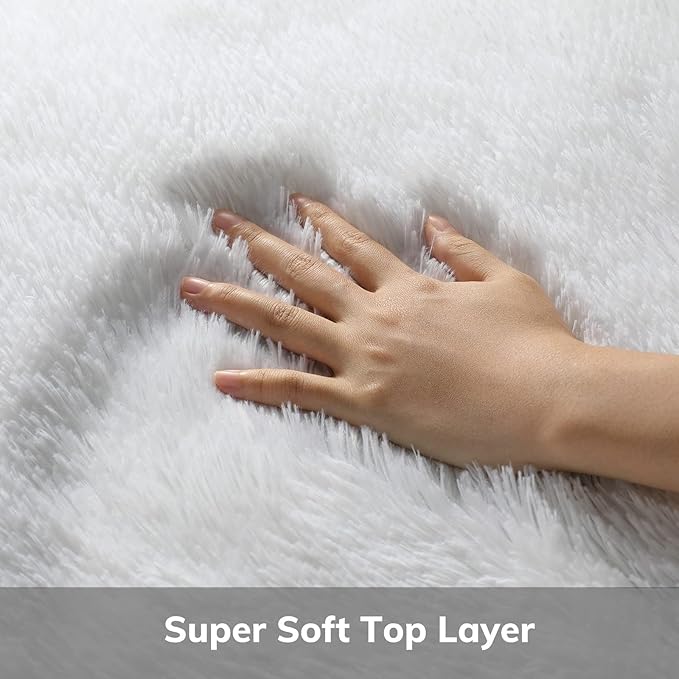 Ophanie 3x5 Snow White Rugs for Bedroom Fluffy, Girls Kids Baby Shaggy Shag Fuzzy Soft Carpet, Small Plush Bedside Area Rug, Indoor Floor Room Carpet for Teen Dorm Home Decor Aesthetic, Nursery