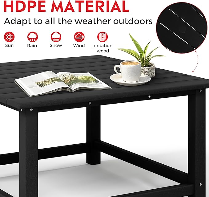 Costaelm Outdoor Kids Table, Toddler Dinner Table Baby Desk Outdoor Childrens Party Tables for Arts & Crafts, Snack Time, Multi-Activity Desk for Ages 2-8 in Classroom/Outside, Black