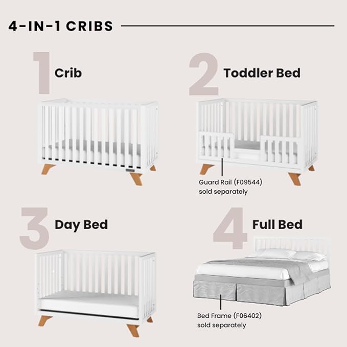 Child Craft SOHO Crib, 3-Drawer Dresser Nursery Set, Chest, 3-Piece, Includes 4-in-1 Convertible Crib, Dresser, Chest (White/Natural)