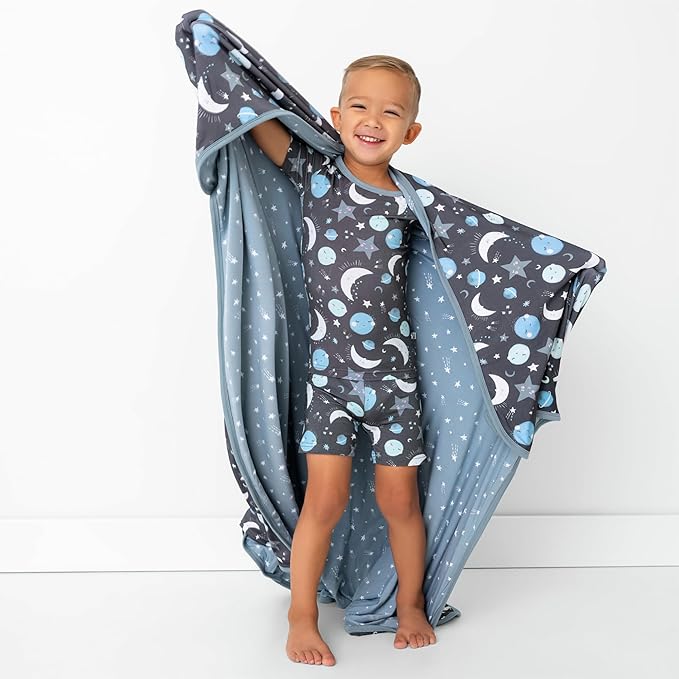 Little Sleepies Cloud Blanket, Soft Viscose from Bamboo Toddler & Baby Blanket for Boys & Girls, Lightweight, Perfect for Hot Sleepers, 50" x 50", Large (Blue to The Moon & Back)