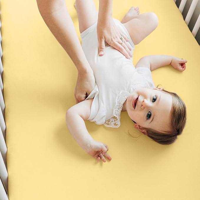 KeaBabies 2-Pack Baby Crib Sheets for Boys, Girls - 52x28 Viscose Derived from Bamboo Toddler Bed Sheets Neutral, Fitted Crib Mattress Cover for Standard Baby Bedding, Soft & Cozy (Sunshine)