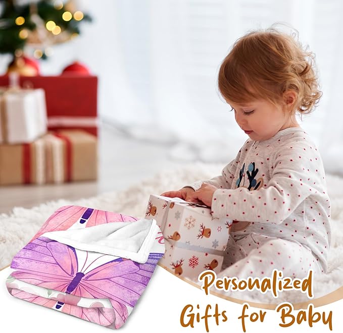 Personalized Baby Blanket- Custom Baby Blanket for Girls Soft Flanne Blankets in Easter Personalized Baby Gifts for Christmas Birthday Baby Shower Infant Newborn Shower (Red)