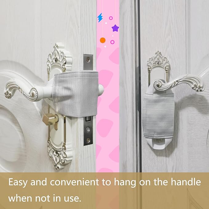 Door Silencer & Baby Door Latch Cover - Quiet Close Cushion Pads Prevent Slamming & Locking, Noise-Reducing Door Closer for Toddler Safety (3-Pack, Light Gray, 4.1x3.1in)