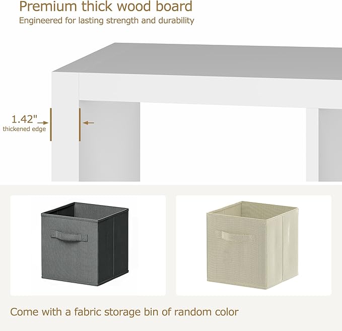 6 Cube Organizer, White Cube Storage Organizer with Fabric Bin, Cube Storage Shelf for Bedroom, Living Room, Office, Modular Bookshelf Organizer for Books, Closet