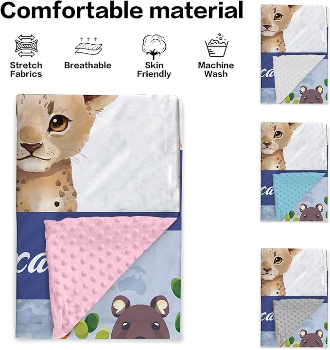 Personalized Baby Blankets for Boys Girls, Custom Name Blue Leopard Baby Blanket, Soft Receiving Blanket for Newborns and Toddlers, Ideal for Baby Showers and Nursery Decor