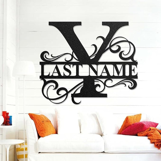 LULLBABYMALL Custom Metal Signs - Last Name Sign, Split Letter Monogram, Letter Y, Family Name Wall Art, Outdoor Metal Signs, Personalized Wedding Gift