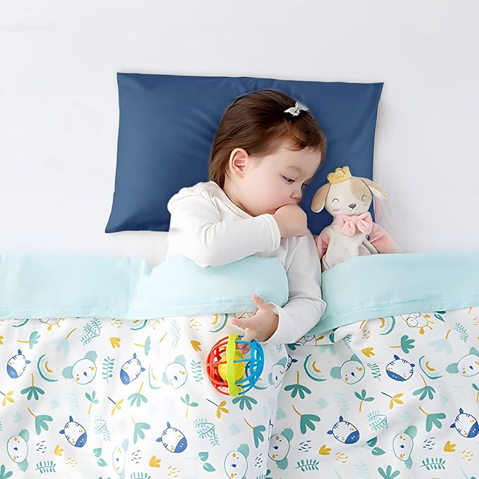 Cotton Toddler Pillowcase 14x20 Envelope: Long-Staple Cotton, Ultra Soft Breathable Durable, Travel Pillow Cover 2 Pack by Fittia