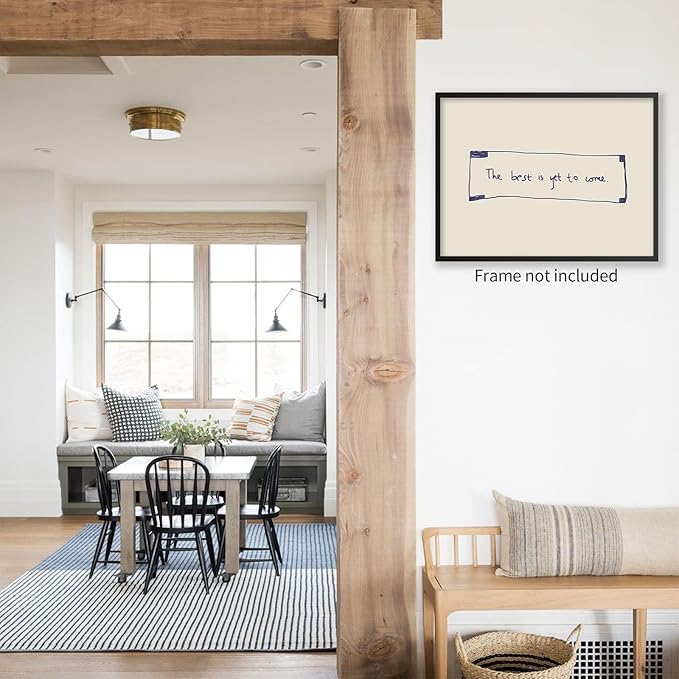 The Best Is Yet To Come Wall Art Blue and White Inspirational Affirmations Quotes Poster Funky Minimalist Horizontal Canvas Prints for Living Room Dorm Wall Decor 24x36 inch Unframed