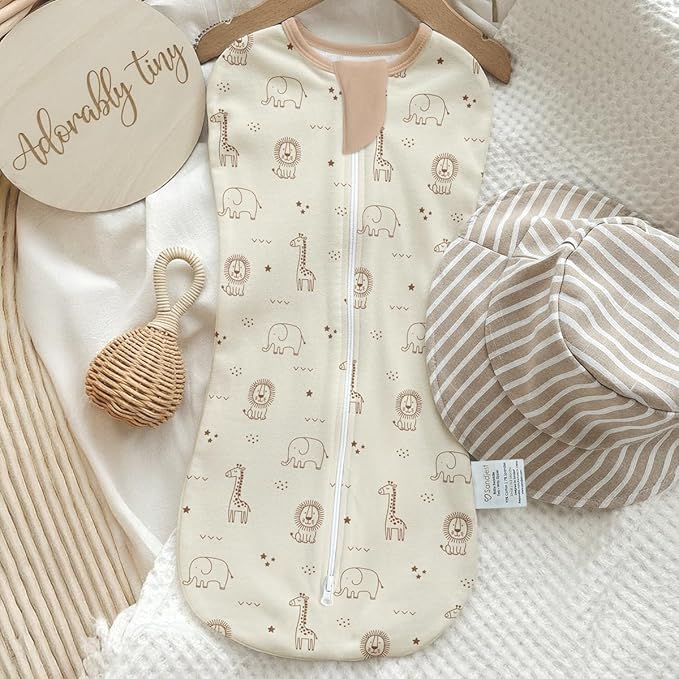 Baby Swaddle 0-2 Months, Cotton Arm-In Zipper Sleep Sack, Wearable Blankets Wrap for Newborn Infant Girls and Boys (Woodland Animal, Pack of 1)