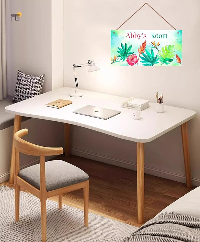 Personalized Flowers Sign Door Décor For Kids Room Custom Name Little Man Cave Wall Art Decor, Cute Cartoon Floral Nursery Art Plate For Girls Room Boys Bedroom