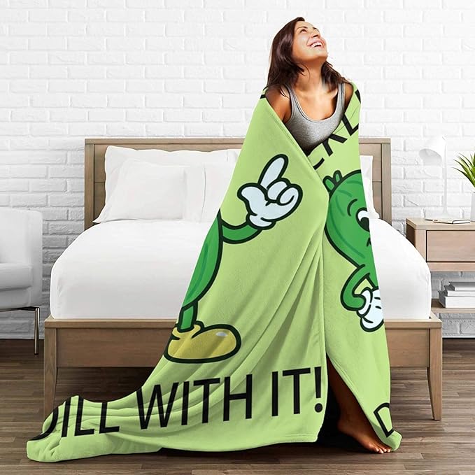 Pickle Blanket Cute Pickle Throw Blanket Vegetable Soft Cozy Fleece Fuzzy Stuffed Plush Flannel Gifts for Girls Women Boys Kids Adults 40''x50''