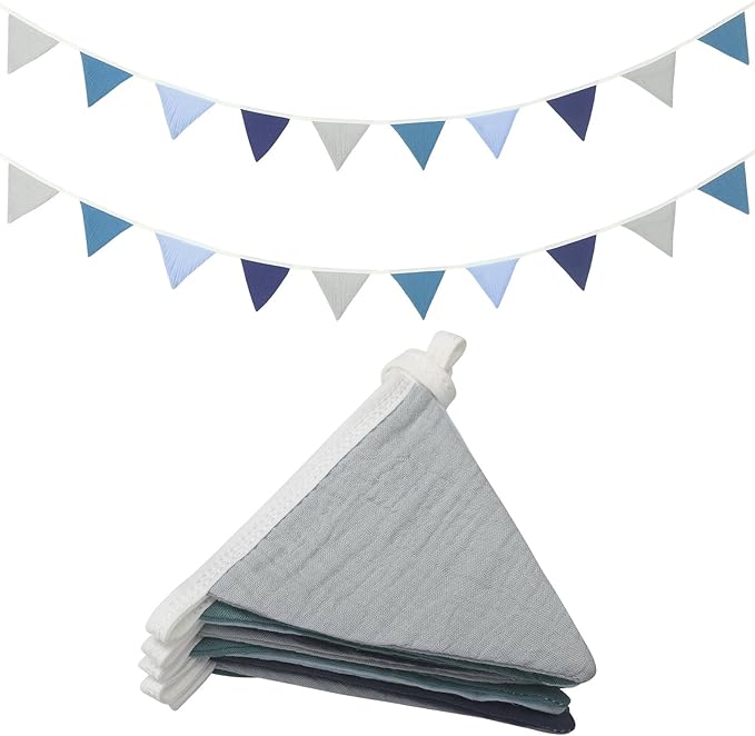 Oudain 15.5 ft Pennant Banner Flags, 2 Pcs Nursery Garland Triangle Bunting Flag Baby Banner for Nursery Decor Baby Birthday Boho Wedding Shower Party Event, Each 7.75 ft(Bright Color)