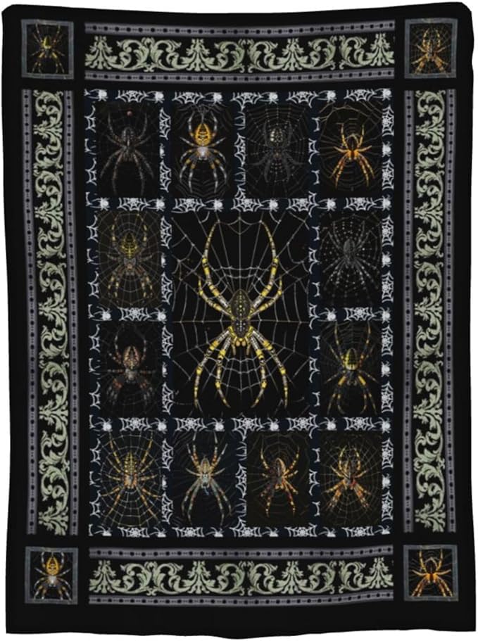 Spider Blanket Spider Throw Blanket Flannel Stuff Merch Cozy Decor Fleece Plush Fuzzy Warm Lightweight Bedding Gifts for Women Man Girl Boys Couch Soft 60"X50"