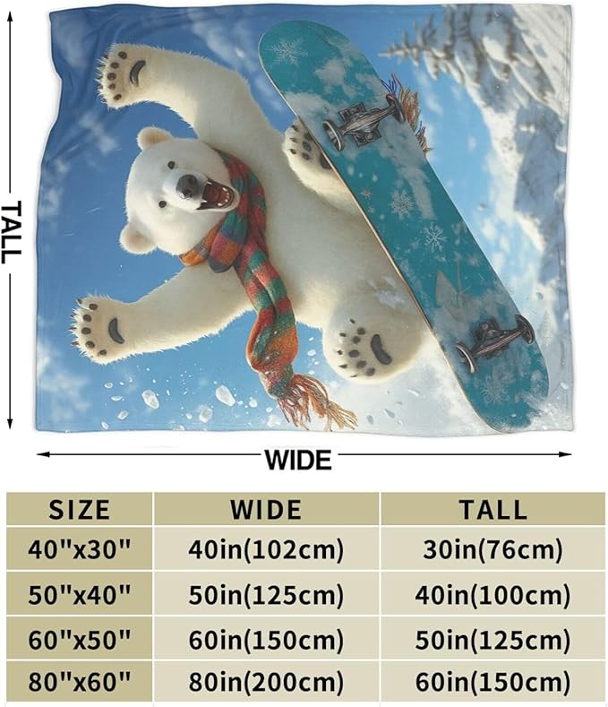 Polar Bear Blanket Funny Polar Bear Throw Blanket Soft Cozy Fleece Fuzzy Plush Warm Stuff Bedding Nursery Toddler Baby Blankets Gifts for Boys Girls Kids Adult Men Women 60"X80"