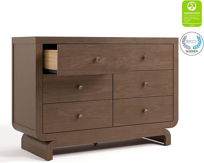 Storkcraft Santorini 6 Drawer Double Dresser (Hazelnut) - GREENGUARD Gold Certified, Interlocking Drawer System, Dresser Drawer Organizer for Kids Bedroom