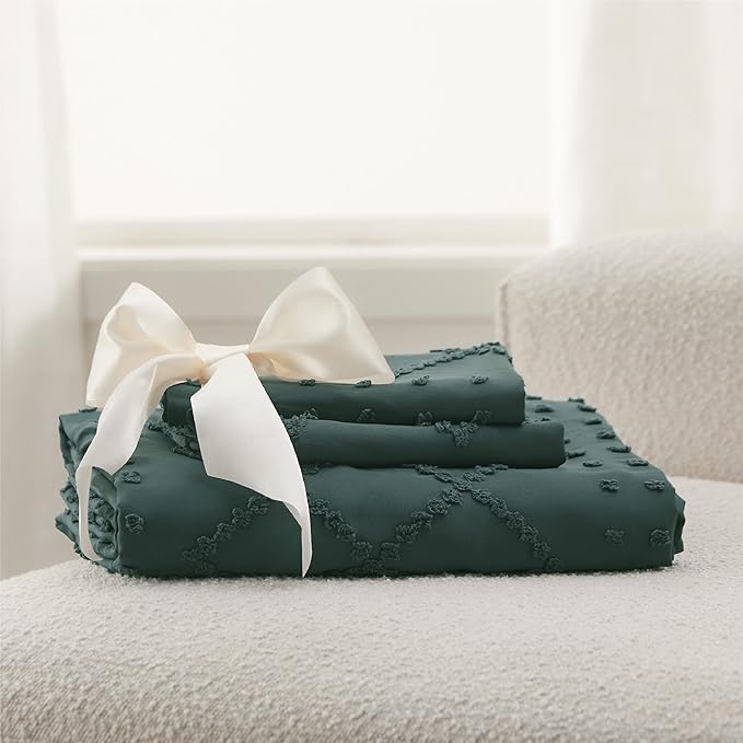 Bedsure Boho Duvet Cover King Size, Forest Green Breathable & Soft Boho Bedding, Machine Washable Comforter Cover for All Seasons, Includes 1 Duvet Cover 104"x90" with 2 Pillow Shams & Zipper Closure