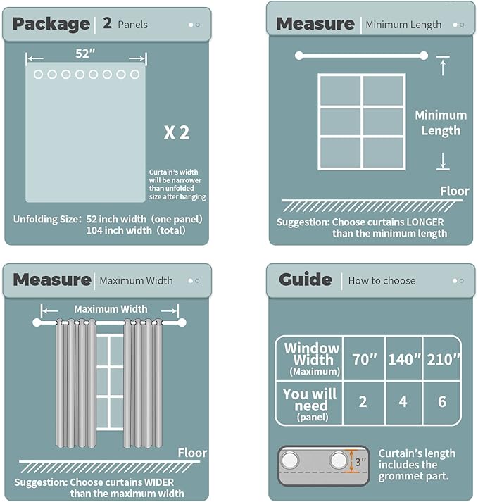 BGment Blackout Curtains for Bedroom 63 Inch Length 2 Panels Set, Thermal Insulated Bedroom Curtains Soundproof Room Darkening Window Curtain Drapes, Each Grommet Curtains 52 Inch Wide, Light Grey