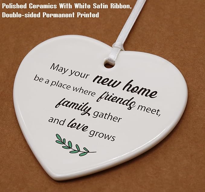 Heart Shaped Christmas Ornament-New Home Gift-Congrats Realtor to Homeowner-First Time Housewarming Ceramic Keepsake Decor with Gift Box