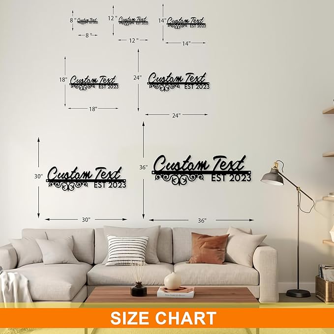 Custom Last Name Date Sign, Metal Family Name Sign, Indoor/Outdoor Wall Art, Personalized Wedding/Anniversaries/Housewarming Gift for Couples