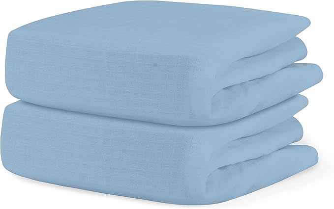 Newton Baby Fitted Crib Sheet (2-Pack) - Ultra Breathable and Soft, Organic Cotton, Fits All Standard Cribs, Sky Blue