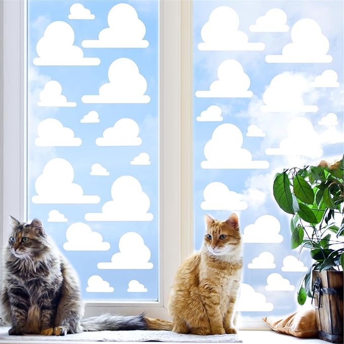 White Cloud Wall Decals Vinyl Clouds Wall Sticker Removable Cloud Decals Peel and Stick Kids Wall Stickers Removable Cute Clouds Stickers for Nursery Kid Bedroom Baby Room Playroom Decor