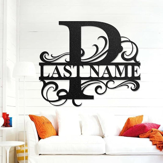 LULLBABYMALL Custom Metal Signs - Last Name Sign, Split Letter Monogram, Letter P, Family Name Wall Art, Outdoor Metal Signs, Personalized Wedding Gift