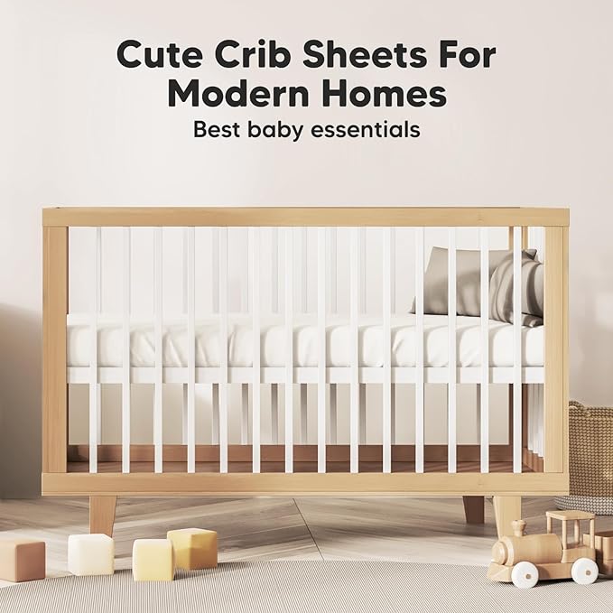 KeaBabies 2-Pack Baby Crib Sheets for Boys, Girls - 52x28 Viscose Derived from Bamboo Toddler Bed Sheets Neutral, Fitted Crib Mattress Cover for Standard Baby Bedding, Soft & Cozy (Khaki)