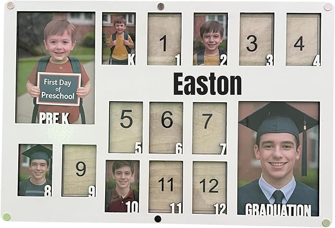 School Years Picture Frame Kids School Frame Graduation Photo holder K-12 Picture holder Preschool to Graduation display Photo Collage display Picture Frames pre K-12 Years(PRE K-Graduation 3.0)