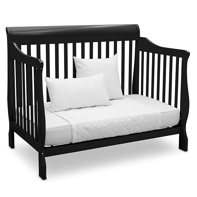 Delta Children Canton 4-in-1 Convertible Crib - Easy to Assemble, Black