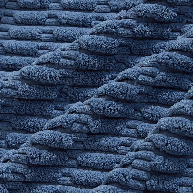 Fancy Homi 24x24 Pillow Covers, 2 Packs Dusty Blue Throw Pillow Covers with Stripe Pattern, Super Soft Corduroy Square Solid Cushion Cover for Couch Sofa Bedroom Living Room 60x60 cm