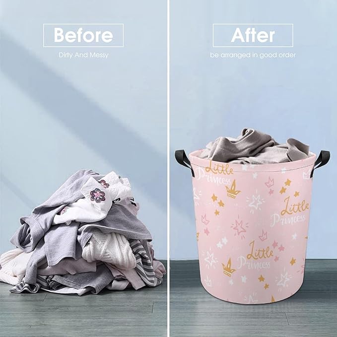 Pink Crown Princess Laundry Basket Princess Room Decor Dirty Clothes Kids Laundry Hamper Girls Bedroom Decor