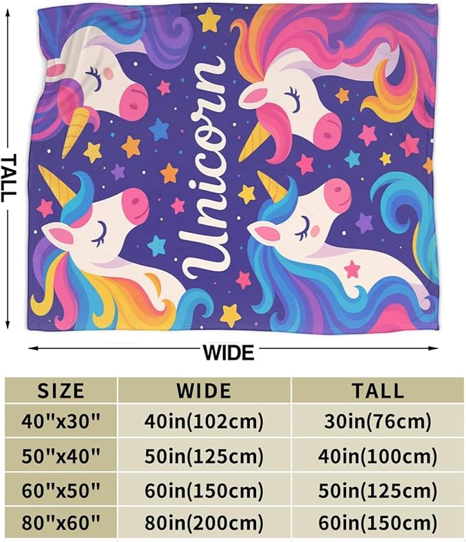 Unicorn Throw Blanket Unicorn Plush Fleece Toddler Blanket Super Soft Warm Cozy Fuzzy Stuff Bedding Baby Blankets for Girls Boys Kids Women Adult Men 50"X60"