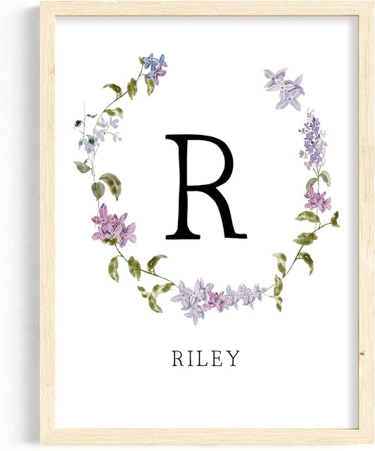 Personalized Name Flower Nursery Wall Art Prints, Crib & Nursery décor, Newborn Baby Girl Gift Present, Floral Baby Girl Room Pictures, Poster For Baby And Kids (1 Print, Flower 2)