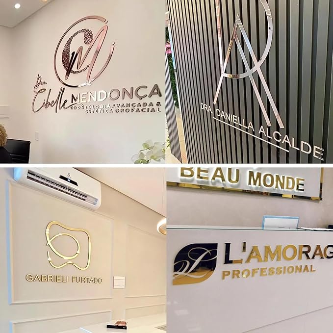 Custom Acrylic Sign, Large Personalized Business Logo Letter Signboard for Company Salon, Spa, Office, Storefront Décor, Customized 3D Laser Cut Brand Name Signage for Wall