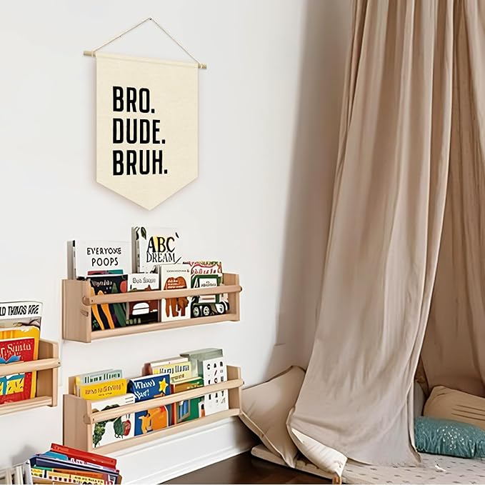 Boy Nursery Decor, Boys Room Banner Decor, Playroom Wall Decor, Bro Dude Bruh Wall Hanging Pennant Flag Banner Decor for Nursery Classroom Playroom Kids Room, Playroom Essentials