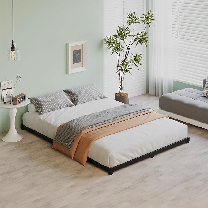 3 Inch Low Full Size Bed Frame Heavy Duty Metal Platform, No Box Spring Needed, Easy Assembly Mattress Foundation, No Noise, Black