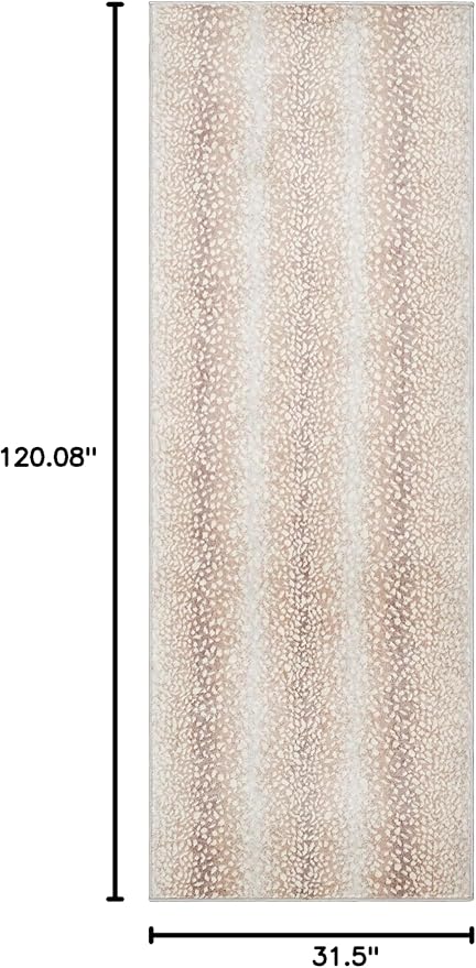 Hauteloom Pointblank Modern Animal Print Runner Rug for Hallway, Kitchen - Bohemain Leopard Print Carpet - Contemporary Antelope Print Rug - Gray, Brown, Beige - 2'7" x 10'