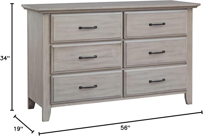 Soho Baby Chandler Premium 6-Drawer Dresser, Stone Wash