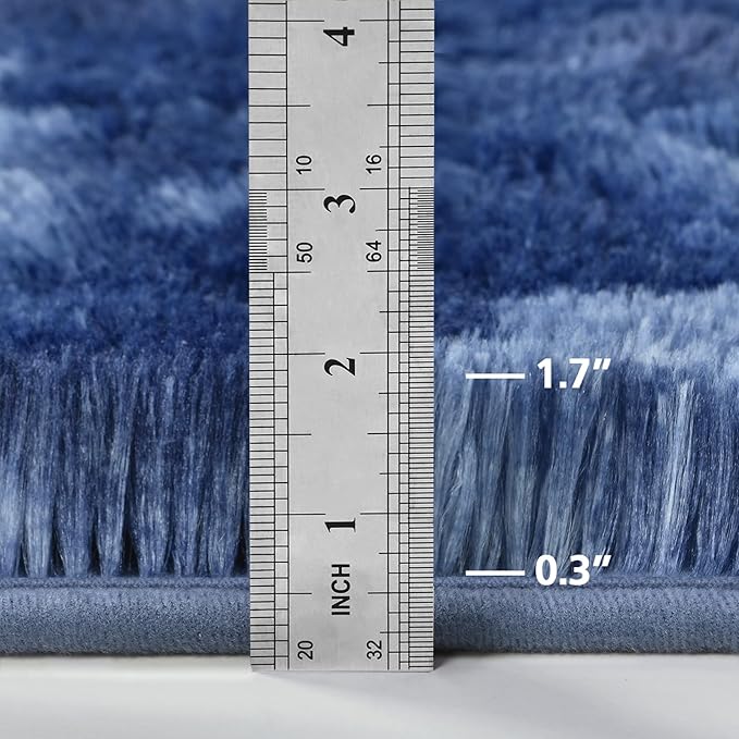 Large Shag Area Rugs 5 x 8, Plush Fuzzy Rugs for Living Room, Ultra Soft Fluffy Furry Rug for Bedroom, Indoor Carpet Nursery Rugs for Kids Room Home Decor, Tie-Dyed Navy Blue