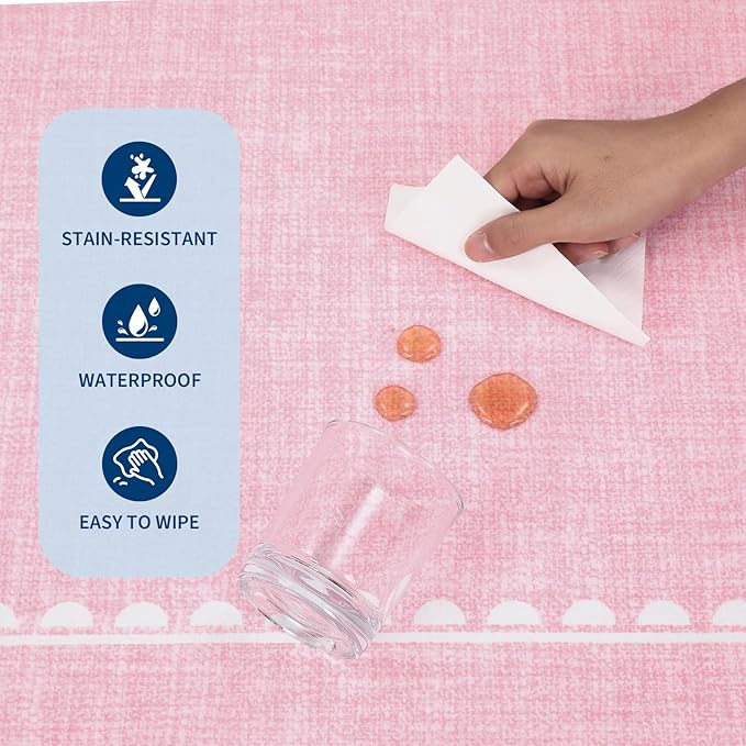 GarveeHome Scalloped Bow Rug for Living Room, Solid Pink Rug for Dorm, Washable Runner Rugs 2x6 Soft Low Pile Non Slip Scalloped Rugs for Nursery Bedroom Decor Hallway Entryway Playroom