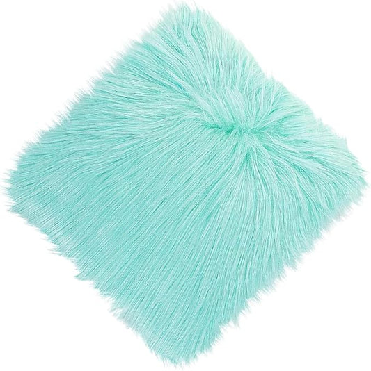 12inch Square Small Faux Fur Sheepskin Cushion Soft Plush Area Rug,Photo Background for Small Product Desktop Photography,Display and Decor,Jewelry,Nail Art,Locker Accessories (Blue)