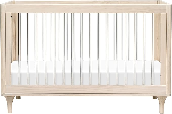 Babyletto Lolly 3-in-1 Baby Crib Convertible to Toddler Bed & Daybed, GREENGUARD Gold Certified, 4 Adjustable Heights, Includes Toddler Conversion Kit, Made of 100% Solid Wood - Washed Natural/Acrylic