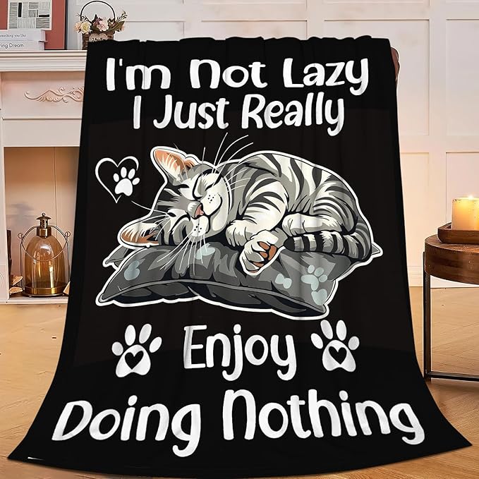 Cat Blanket Funny Cats Throw Blanket Animals Flannel Stuff Merch Cozy Decor Fleece Soft Plush Fuzzy Warm Lightweight Bedding Cats Lover Gifts for Women Men Girl Boy Couch Soft 80"X60"