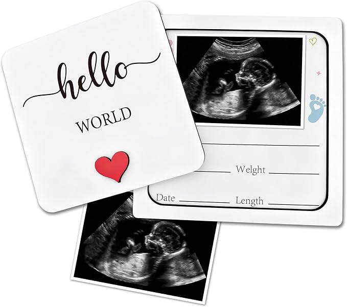 Pregnancy Announcement Ultrasound Picture Frame, Hello World Newborn Sign, Ultrasound Photo Frame Wooden Surprise Box, Birth Announcement Gifts, Pregnancy Reveal to Family, Friends