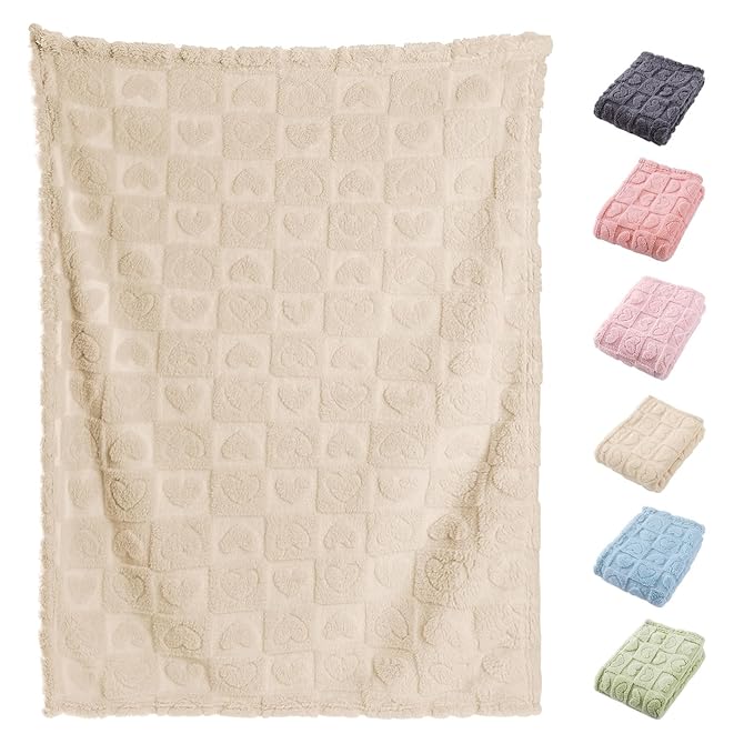 2 Pcs Cream White Small Blanket for Kids Soft Cozy Throw Blankets for Bed, Cute Small Travel Blanket, 40 X 50