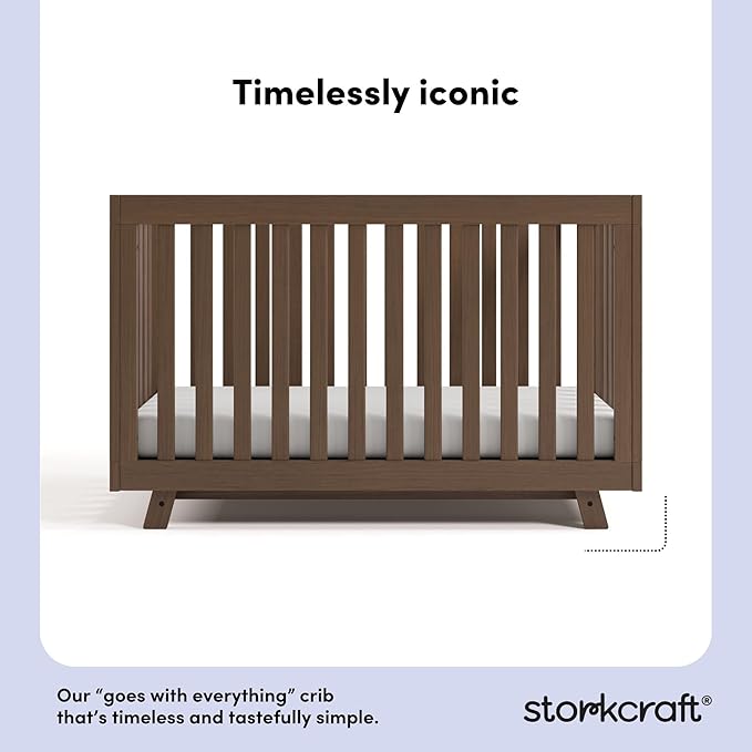 Storkcraft Beckett 3-in-1 Convertible Crib (Hazelnut) – GREENGUARD Gold Certified, Fits Standard Crib Mattress, Converts to Toddler Bed and Daybed, 4 Adjustable Mattress Heights, Grow-with-Me Design